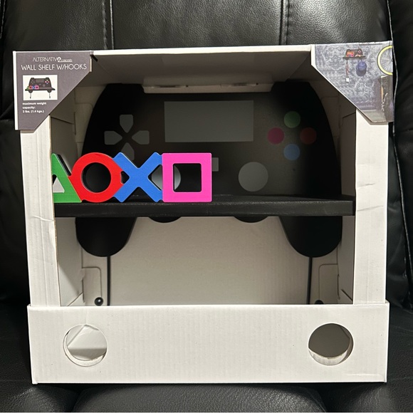 PlayStation Controller Wall Shelf Decor with Hooks Black Logo Buttons Brand New - Picture 1 of 4